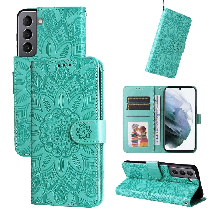 Custodia per telefono in pelle di girasole goffrata, For Samsung Galaxy S22 5G, For Samsung Galaxy S22+ 5G, For Samsung Galaxy S22 Ultra 5G, For Samsung Galaxy S21 5G