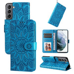 Custodia per telefono in pelle di girasole goffrata, For Samsung Galaxy S22 5G, For Samsung Galaxy S22+ 5G, For Samsung Galaxy S22 Ultra 5G, For Samsung Galaxy S21 5G