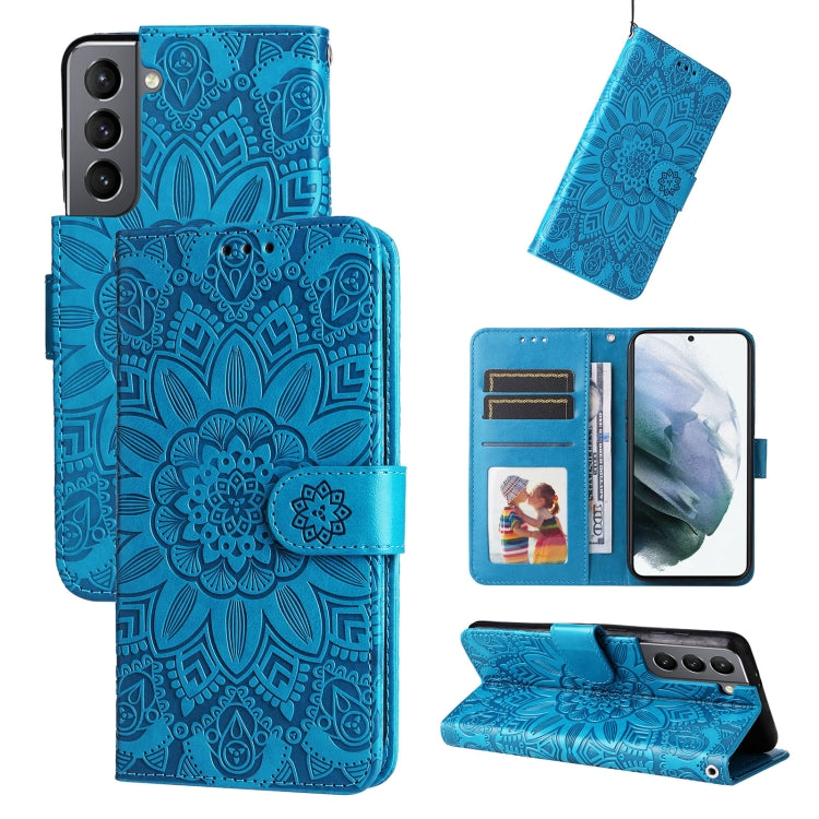Custodia per telefono in pelle di girasole goffrata, For Samsung Galaxy S22 5G, For Samsung Galaxy S22+ 5G, For Samsung Galaxy S22 Ultra 5G, For Samsung Galaxy S21 5G