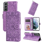 Custodia per telefono in pelle di girasole goffrata, For Samsung Galaxy S22 5G, For Samsung Galaxy S22+ 5G, For Samsung Galaxy S22 Ultra 5G, For Samsung Galaxy S21 5G