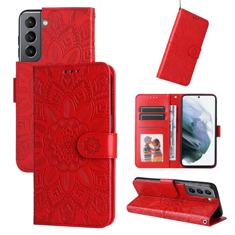 Custodia per telefono in pelle di girasole goffrata, For Samsung Galaxy S22 5G, For Samsung Galaxy S22+ 5G, For Samsung Galaxy S22 Ultra 5G, For Samsung Galaxy S21 5G