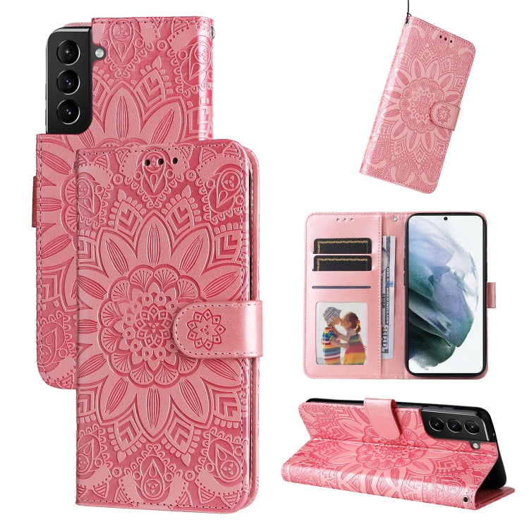 Custodia per telefono in pelle di girasole goffrata, For Samsung Galaxy S21+ 5G, For Samsung Galaxy S21 Ultra 5G, For Samsung Galaxy S21 FE 5G, For Samsung Galaxy S20