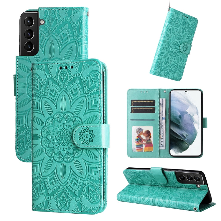 Custodia per telefono in pelle di girasole goffrata, For Samsung Galaxy S21+ 5G, For Samsung Galaxy S21 Ultra 5G, For Samsung Galaxy S21 FE 5G, For Samsung Galaxy S20