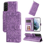 Custodia per telefono in pelle di girasole goffrata, For Samsung Galaxy S21+ 5G, For Samsung Galaxy S21 Ultra 5G, For Samsung Galaxy S21 FE 5G, For Samsung Galaxy S20
