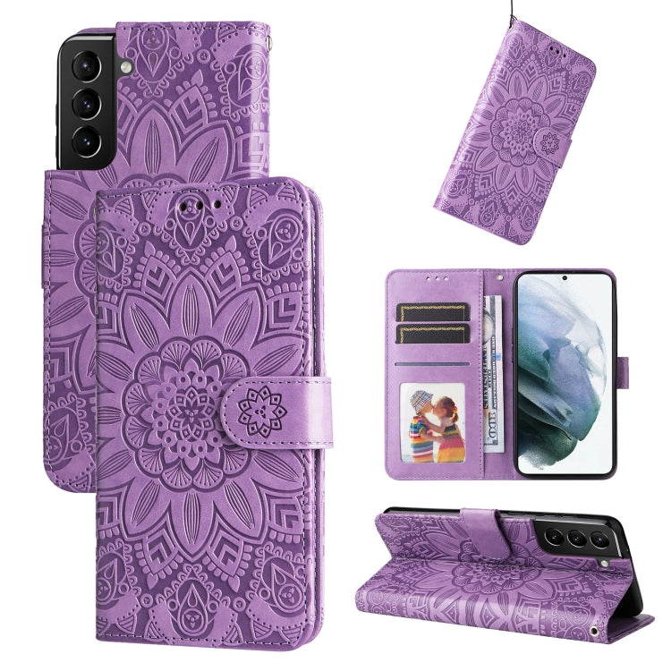 Custodia per telefono in pelle di girasole goffrata, For Samsung Galaxy S21+ 5G, For Samsung Galaxy S21 Ultra 5G, For Samsung Galaxy S21 FE 5G, For Samsung Galaxy S20