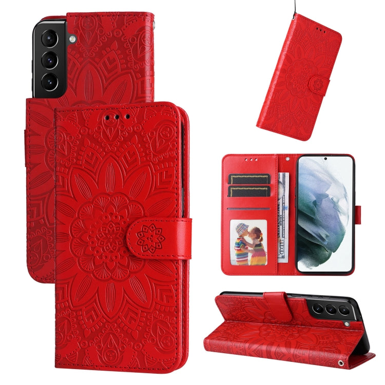 Custodia per telefono in pelle di girasole goffrata, For Samsung Galaxy S21+ 5G, For Samsung Galaxy S21 Ultra 5G, For Samsung Galaxy S21 FE 5G, For Samsung Galaxy S20