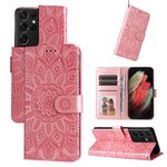 Custodia per telefono in pelle di girasole goffrata, For Samsung Galaxy S21+ 5G, For Samsung Galaxy S21 Ultra 5G, For Samsung Galaxy S21 FE 5G, For Samsung Galaxy S20