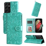 Custodia per telefono in pelle di girasole goffrata, For Samsung Galaxy S21+ 5G, For Samsung Galaxy S21 Ultra 5G, For Samsung Galaxy S21 FE 5G, For Samsung Galaxy S20
