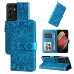 Custodia per telefono in pelle di girasole goffrata, For Samsung Galaxy S21+ 5G, For Samsung Galaxy S21 Ultra 5G, For Samsung Galaxy S21 FE 5G, For Samsung Galaxy S20