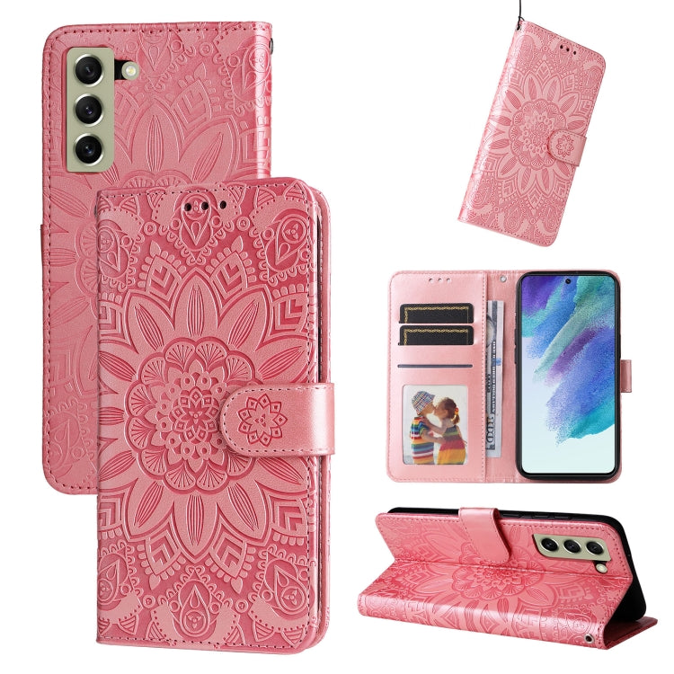 Custodia per telefono in pelle di girasole goffrata, For Samsung Galaxy S21+ 5G, For Samsung Galaxy S21 Ultra 5G, For Samsung Galaxy S21 FE 5G, For Samsung Galaxy S20