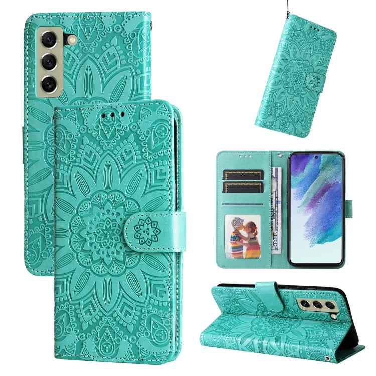 Custodia per telefono in pelle di girasole goffrata, For Samsung Galaxy S21+ 5G, For Samsung Galaxy S21 Ultra 5G, For Samsung Galaxy S21 FE 5G, For Samsung Galaxy S20