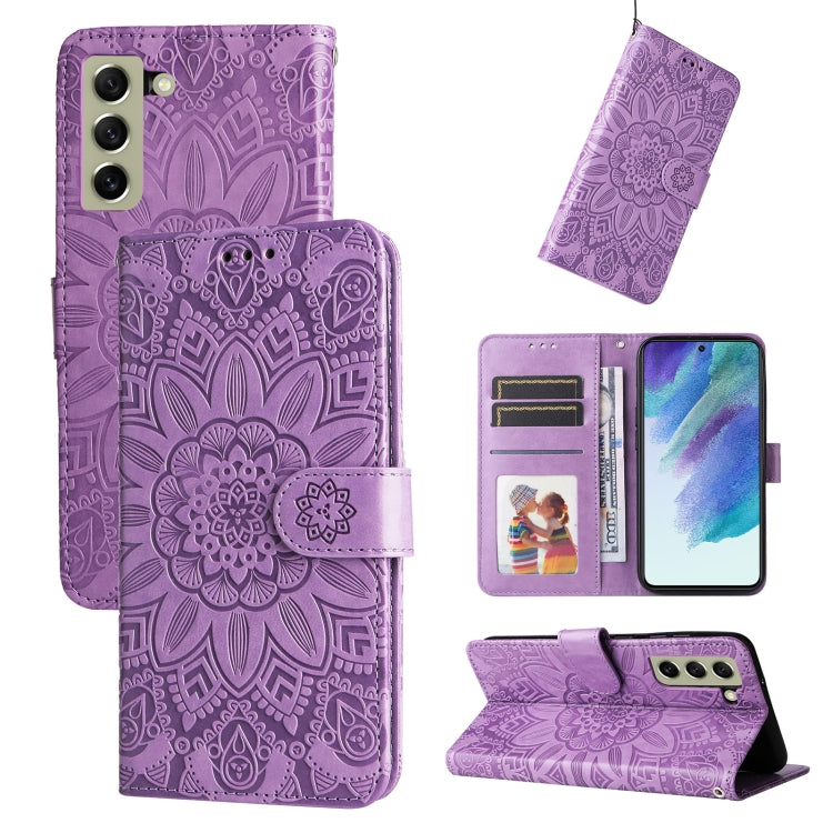 Custodia per telefono in pelle di girasole goffrata, For Samsung Galaxy S21+ 5G, For Samsung Galaxy S21 Ultra 5G, For Samsung Galaxy S21 FE 5G, For Samsung Galaxy S20