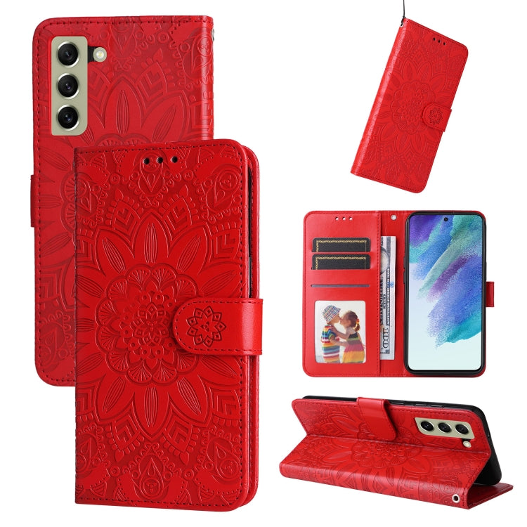 Custodia per telefono in pelle di girasole goffrata, For Samsung Galaxy S21+ 5G, For Samsung Galaxy S21 Ultra 5G, For Samsung Galaxy S21 FE 5G, For Samsung Galaxy S20