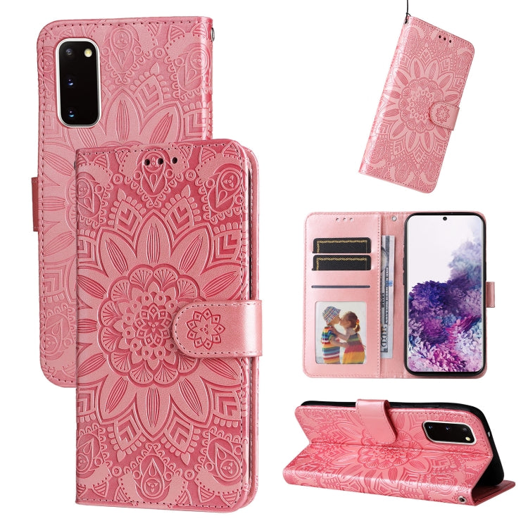 Custodia per telefono in pelle di girasole goffrata, For Samsung Galaxy S21+ 5G, For Samsung Galaxy S21 Ultra 5G, For Samsung Galaxy S21 FE 5G, For Samsung Galaxy S20
