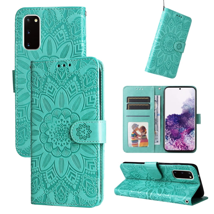 Custodia per telefono in pelle di girasole goffrata, For Samsung Galaxy S21+ 5G, For Samsung Galaxy S21 Ultra 5G, For Samsung Galaxy S21 FE 5G, For Samsung Galaxy S20