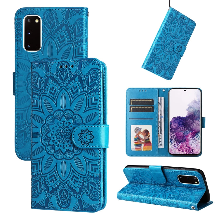 Custodia per telefono in pelle di girasole goffrata, For Samsung Galaxy S21+ 5G, For Samsung Galaxy S21 Ultra 5G, For Samsung Galaxy S21 FE 5G, For Samsung Galaxy S20