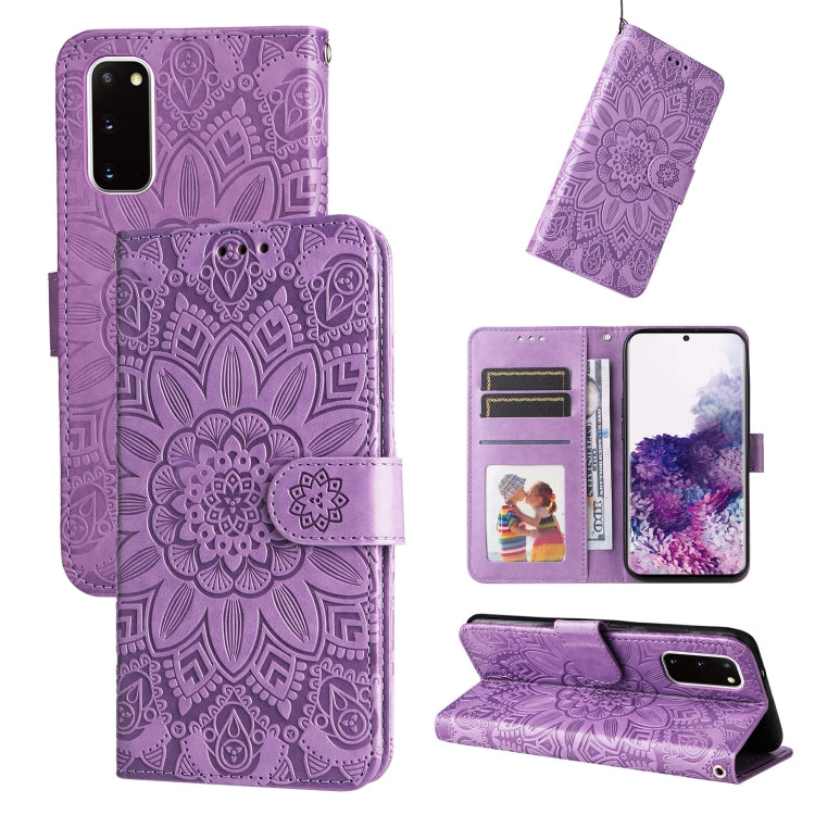 Custodia per telefono in pelle di girasole goffrata, For Samsung Galaxy S21+ 5G, For Samsung Galaxy S21 Ultra 5G, For Samsung Galaxy S21 FE 5G, For Samsung Galaxy S20