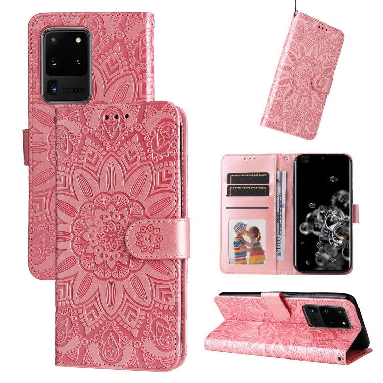 Custodia per telefono in pelle di girasole goffrata, For Samsung Galaxy S20+, For Samsung Galaxy S20 Ultra, For Samsung Galaxy S20 FE / S20 FE 5G, For Samsung Galaxy S10