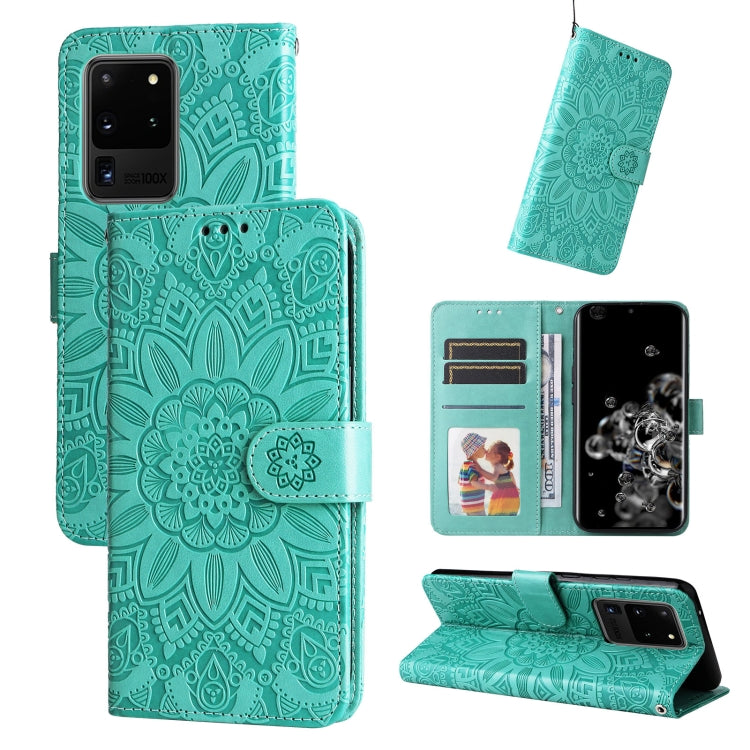 Custodia per telefono in pelle di girasole goffrata, For Samsung Galaxy S20+, For Samsung Galaxy S20 Ultra, For Samsung Galaxy S20 FE / S20 FE 5G, For Samsung Galaxy S10