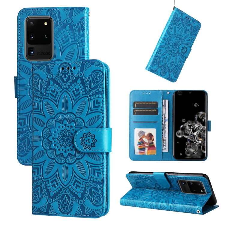 Custodia per telefono in pelle di girasole goffrata, For Samsung Galaxy S20+, For Samsung Galaxy S20 Ultra, For Samsung Galaxy S20 FE / S20 FE 5G, For Samsung Galaxy S10