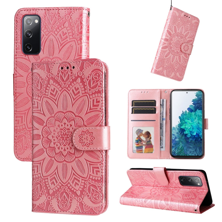 Custodia per telefono in pelle di girasole goffrata, For Samsung Galaxy S20+, For Samsung Galaxy S20 Ultra, For Samsung Galaxy S20 FE / S20 FE 5G, For Samsung Galaxy S10