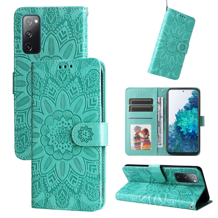 Custodia per telefono in pelle di girasole goffrata, For Samsung Galaxy S20+, For Samsung Galaxy S20 Ultra, For Samsung Galaxy S20 FE / S20 FE 5G, For Samsung Galaxy S10