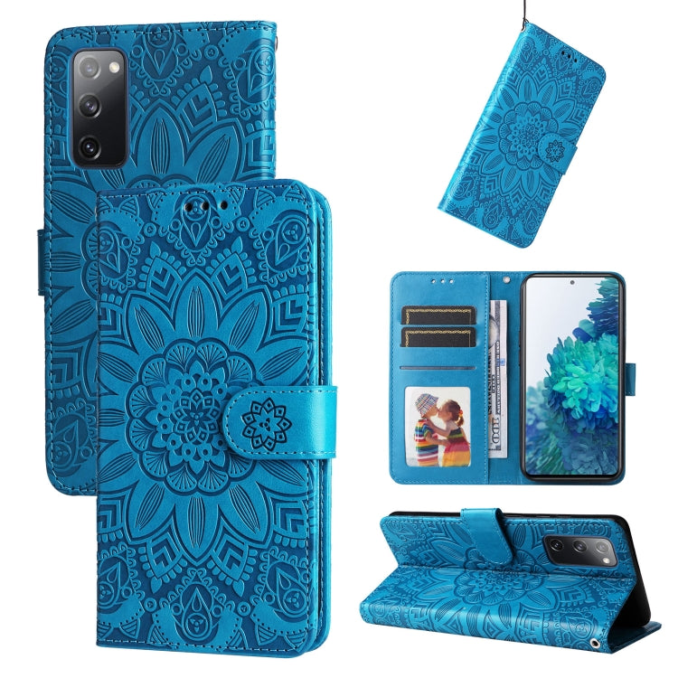 Custodia per telefono in pelle di girasole goffrata, For Samsung Galaxy S20+, For Samsung Galaxy S20 Ultra, For Samsung Galaxy S20 FE / S20 FE 5G, For Samsung Galaxy S10