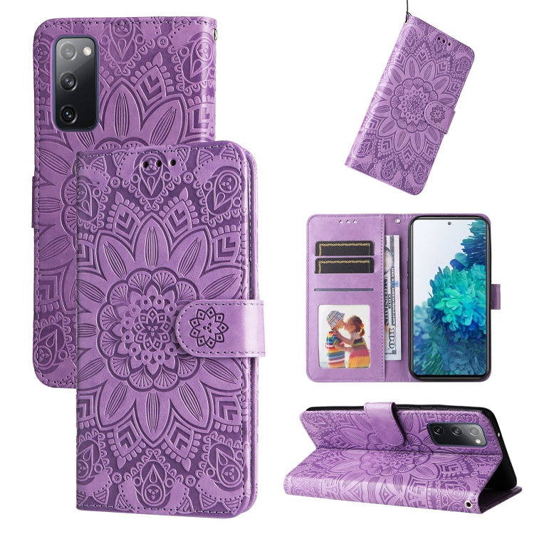 Custodia per telefono in pelle di girasole goffrata, For Samsung Galaxy S20+, For Samsung Galaxy S20 Ultra, For Samsung Galaxy S20 FE / S20 FE 5G, For Samsung Galaxy S10