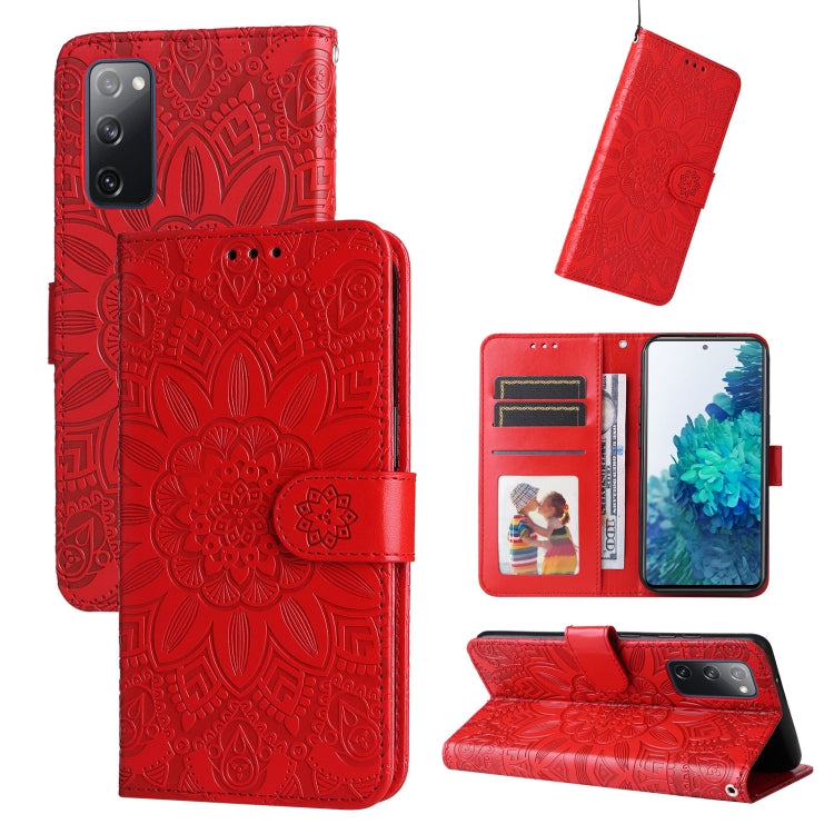 Custodia per telefono in pelle di girasole goffrata, For Samsung Galaxy S20+, For Samsung Galaxy S20 Ultra, For Samsung Galaxy S20 FE / S20 FE 5G, For Samsung Galaxy S10