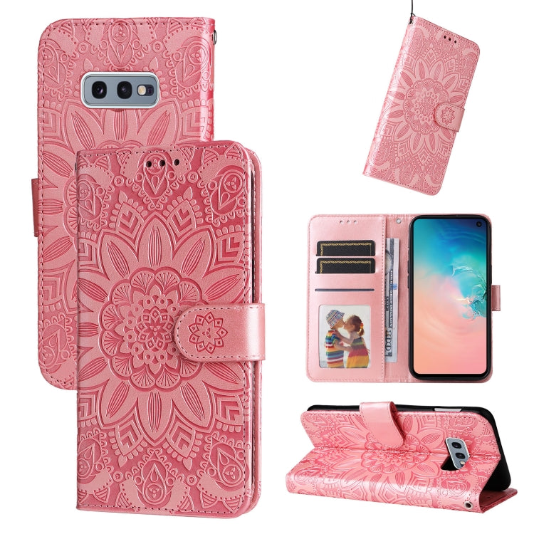 Custodia per telefono in pelle di girasole goffrata, For Samsung Galaxy S10+, For Samsung Galaxy S10e, For Samsung Galaxy A03 EU 166mm, For Samsung Galaxy A03 Global 164mm