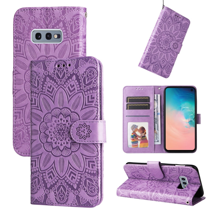 Custodia per telefono in pelle di girasole goffrata, For Samsung Galaxy S10+, For Samsung Galaxy S10e, For Samsung Galaxy A03 EU 166mm, For Samsung Galaxy A03 Global 164mm