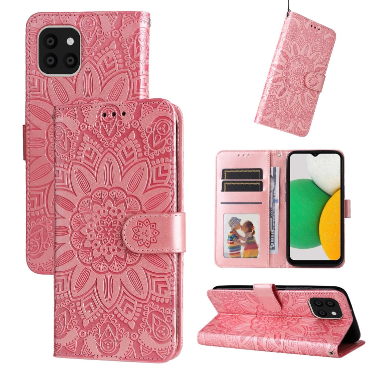 Custodia per telefono in pelle di girasole goffrata, For Samsung Galaxy S10+, For Samsung Galaxy S10e, For Samsung Galaxy A03 EU 166mm, For Samsung Galaxy A03 Global 164mm