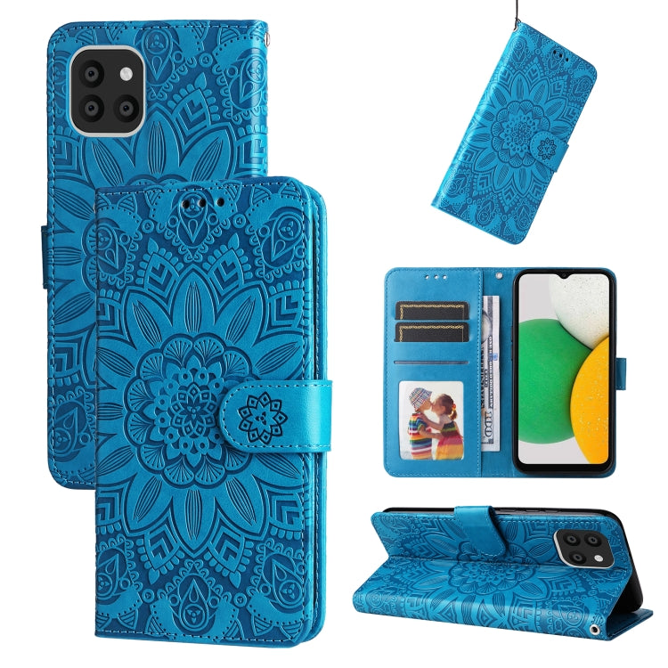 Custodia per telefono in pelle di girasole goffrata, For Samsung Galaxy S10+, For Samsung Galaxy S10e, For Samsung Galaxy A03 EU 166mm, For Samsung Galaxy A03 Global 164mm