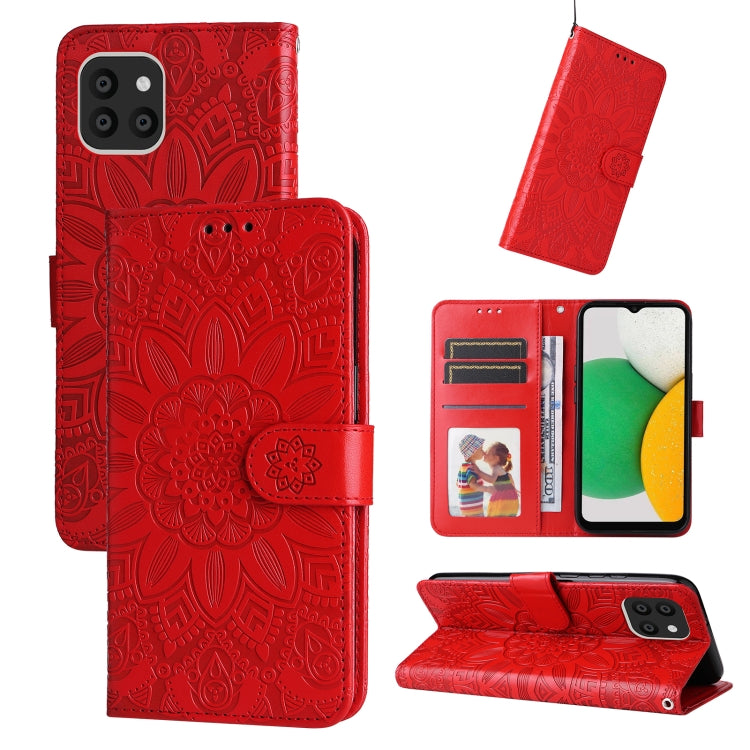 Custodia per telefono in pelle di girasole goffrata, For Samsung Galaxy S10+, For Samsung Galaxy S10e, For Samsung Galaxy A03 EU 166mm, For Samsung Galaxy A03 Global 164mm