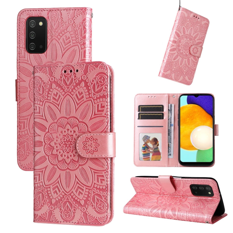 Custodia per telefono in pelle di girasole goffrata, For Samsung Galaxy A03s EU 166mm/ A02s US 166mm, For Samsung Galaxy A12 4G / 5G, For Samsung Galaxy A13 4G, For Samsung Galaxy A13 5G