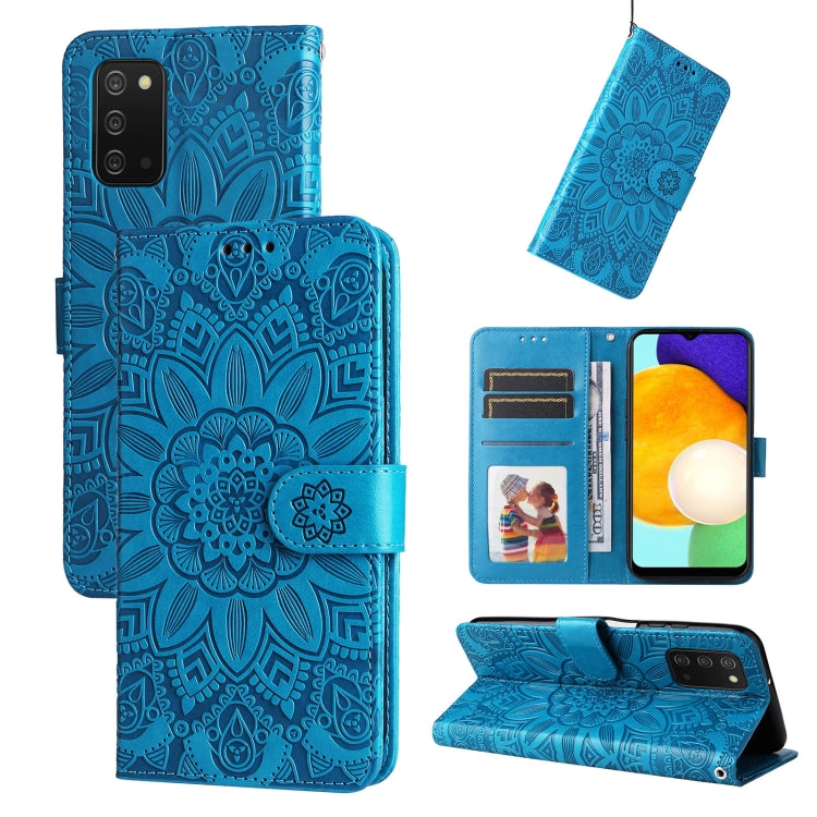 Custodia per telefono in pelle di girasole goffrata, For Samsung Galaxy A03s EU 166mm/ A02s US 166mm, For Samsung Galaxy A12 4G / 5G, For Samsung Galaxy A13 4G, For Samsung Galaxy A13 5G