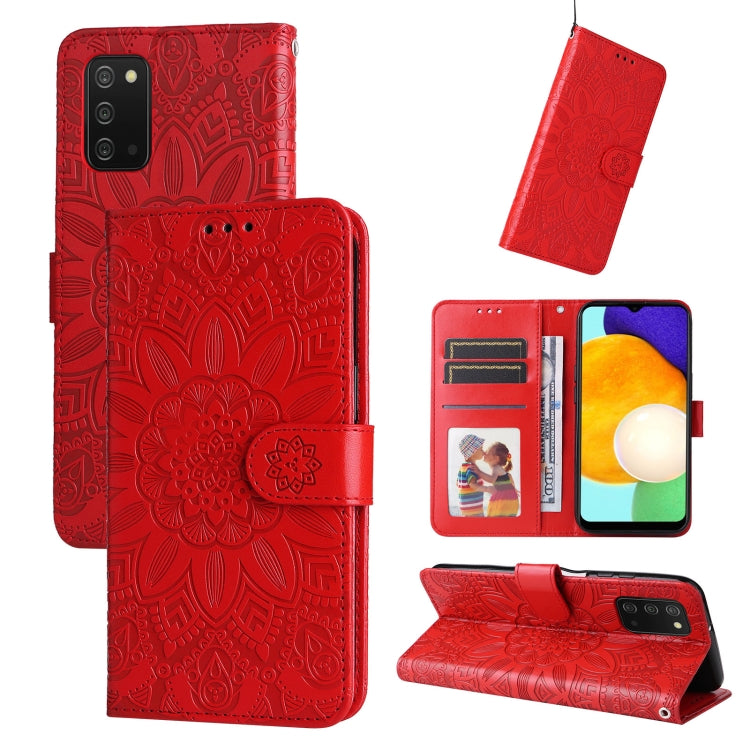 Custodia per telefono in pelle di girasole goffrata, For Samsung Galaxy A03s EU 166mm/ A02s US 166mm, For Samsung Galaxy A12 4G / 5G, For Samsung Galaxy A13 4G, For Samsung Galaxy A13 5G