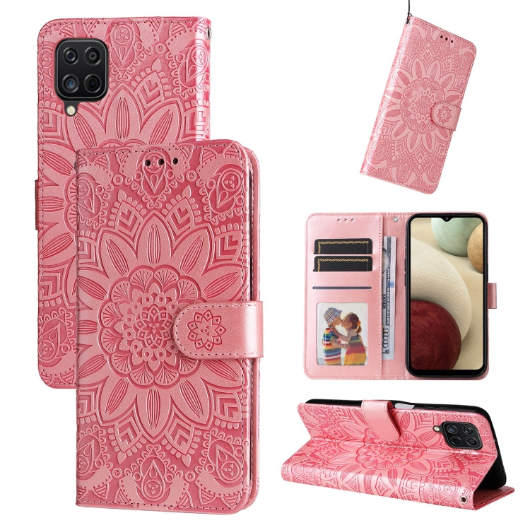 Custodia per telefono in pelle di girasole goffrata, For Samsung Galaxy A03s EU 166mm/ A02s US 166mm, For Samsung Galaxy A12 4G / 5G, For Samsung Galaxy A13 4G, For Samsung Galaxy A13 5G