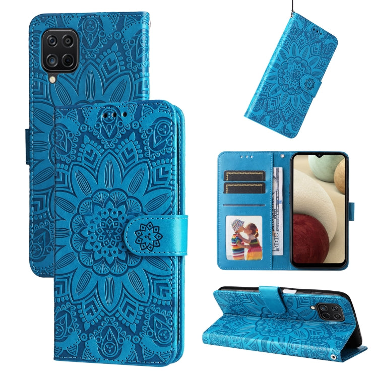 Custodia per telefono in pelle di girasole goffrata, For Samsung Galaxy A03s EU 166mm/ A02s US 166mm, For Samsung Galaxy A12 4G / 5G, For Samsung Galaxy A13 4G, For Samsung Galaxy A13 5G