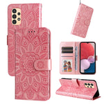 Custodia per telefono in pelle di girasole goffrata, For Samsung Galaxy A03s EU 166mm/ A02s US 166mm, For Samsung Galaxy A12 4G / 5G, For Samsung Galaxy A13 4G, For Samsung Galaxy A13 5G