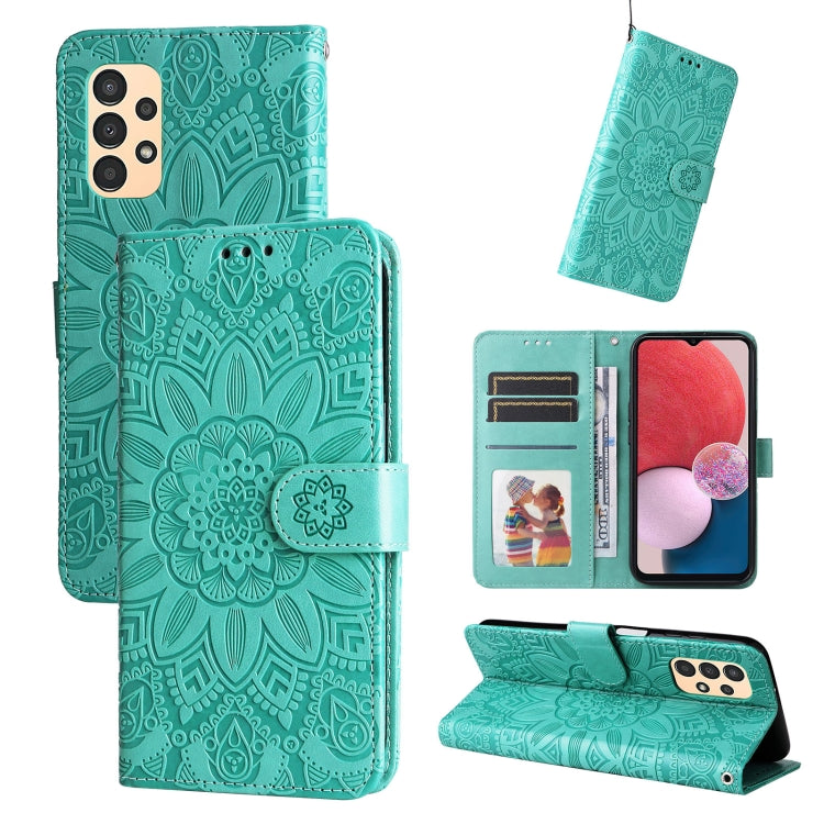 Custodia per telefono in pelle di girasole goffrata, For Samsung Galaxy A03s EU 166mm/ A02s US 166mm, For Samsung Galaxy A12 4G / 5G, For Samsung Galaxy A13 4G, For Samsung Galaxy A13 5G