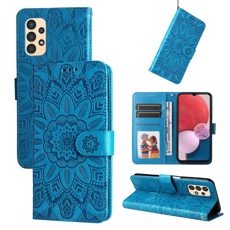 Custodia per telefono in pelle di girasole goffrata, For Samsung Galaxy A03s EU 166mm/ A02s US 166mm, For Samsung Galaxy A12 4G / 5G, For Samsung Galaxy A13 4G, For Samsung Galaxy A13 5G