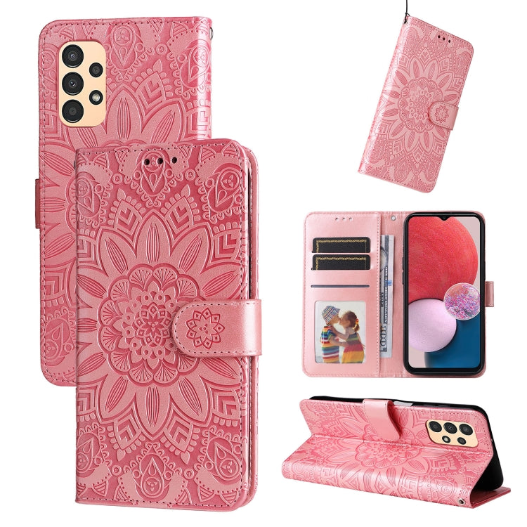 Custodia per telefono in pelle di girasole goffrata, For Samsung Galaxy A03s EU 166mm/ A02s US 166mm, For Samsung Galaxy A12 4G / 5G, For Samsung Galaxy A13 4G, For Samsung Galaxy A13 5G
