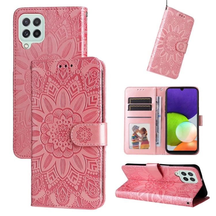 Custodia per telefono in pelle di girasole goffrata, For Samsung Galaxy A22 4G / M22 / M32 4G Global, For Samsung Galaxy A22 5G, For Samsung Galaxy A23 4G/5G / M23 5G / F23 5G, For Samsung Galaxy A32 4G