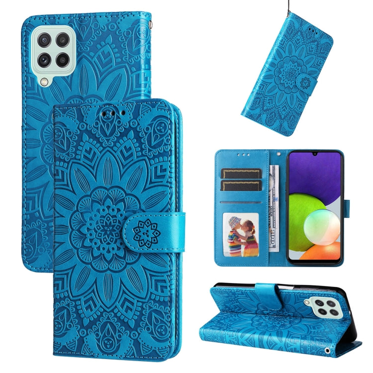 Custodia per telefono in pelle di girasole goffrata, For Samsung Galaxy A22 4G / M22 / M32 4G Global, For Samsung Galaxy A22 5G, For Samsung Galaxy A23 4G/5G / M23 5G / F23 5G, For Samsung Galaxy A32 4G