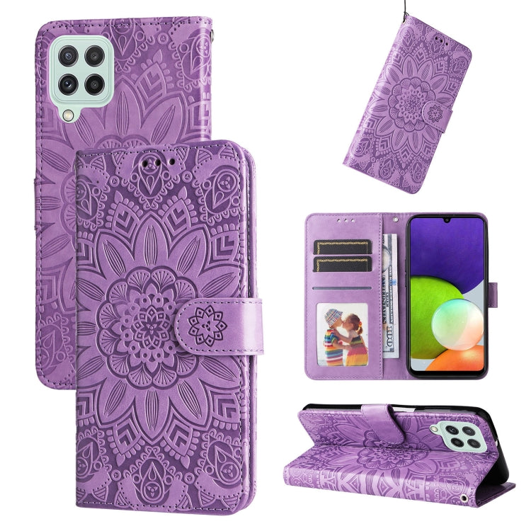 Custodia per telefono in pelle di girasole goffrata, For Samsung Galaxy A22 4G / M22 / M32 4G Global, For Samsung Galaxy A22 5G, For Samsung Galaxy A23 4G/5G / M23 5G / F23 5G, For Samsung Galaxy A32 4G