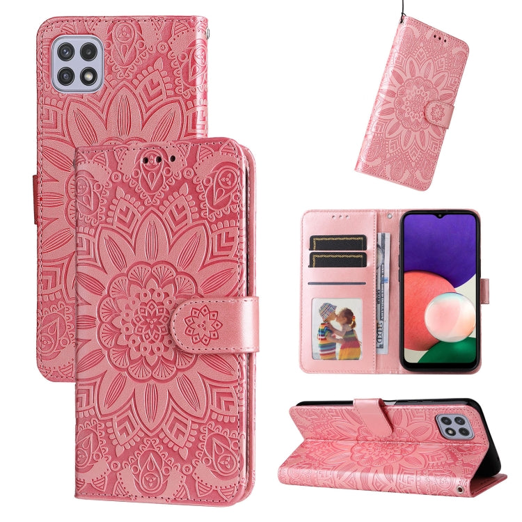 Custodia per telefono in pelle di girasole goffrata, For Samsung Galaxy A22 4G / M22 / M32 4G Global, For Samsung Galaxy A22 5G, For Samsung Galaxy A23 4G/5G / M23 5G / F23 5G, For Samsung Galaxy A32 4G