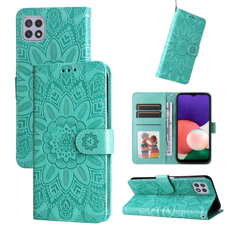 Custodia per telefono in pelle di girasole goffrata, For Samsung Galaxy A22 4G / M22 / M32 4G Global, For Samsung Galaxy A22 5G, For Samsung Galaxy A23 4G/5G / M23 5G / F23 5G, For Samsung Galaxy A32 4G