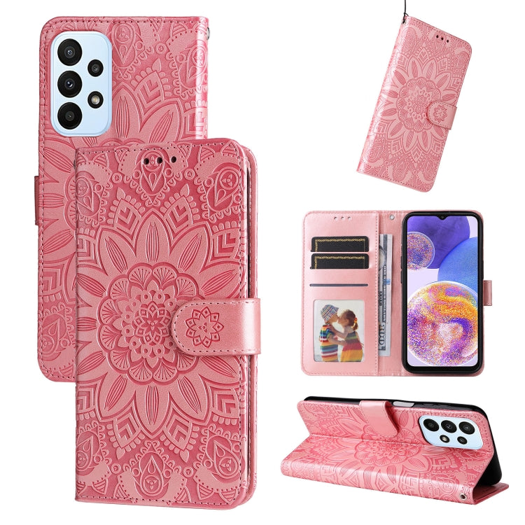 Custodia per telefono in pelle di girasole goffrata, For Samsung Galaxy A22 4G / M22 / M32 4G Global, For Samsung Galaxy A22 5G, For Samsung Galaxy A23 4G/5G / M23 5G / F23 5G, For Samsung Galaxy A32 4G