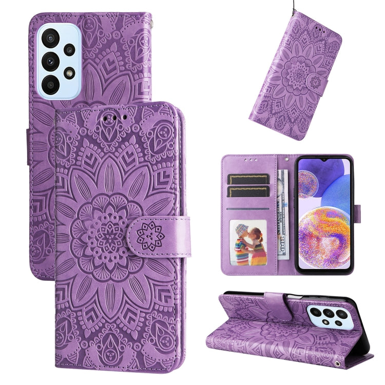 Custodia per telefono in pelle di girasole goffrata, For Samsung Galaxy A22 4G / M22 / M32 4G Global, For Samsung Galaxy A22 5G, For Samsung Galaxy A23 4G/5G / M23 5G / F23 5G, For Samsung Galaxy A32 4G